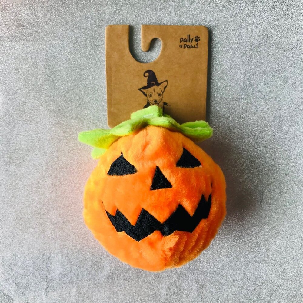 Dog Pally & Paws Halloween Fall Pumpkin Dog Toy Plush Squeaker 3.5"